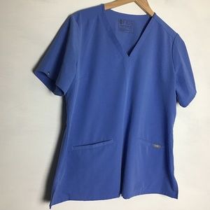 Figs Scrubs technical Collection blue size large top 2 pockets